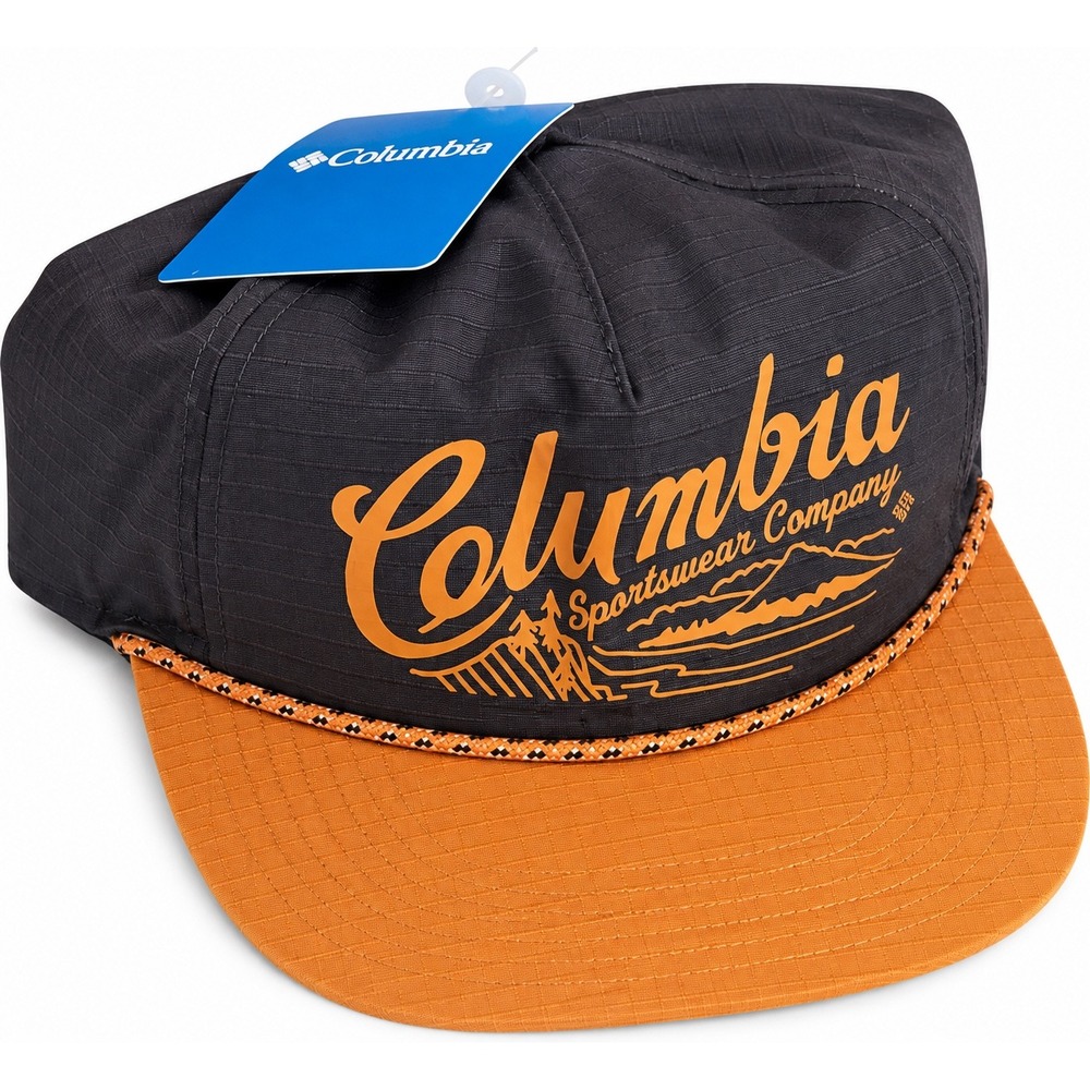 Columbia Ratchet Strap Snapback Hat Gray Orange Rope Outdoor Cap NWT hiking